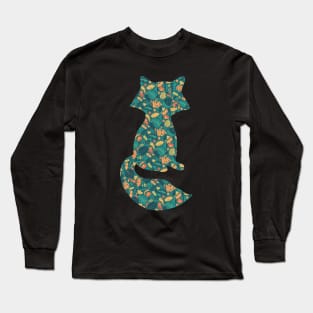 Foxes in a Colorful Jungle With Flowers - Silhouette Long Sleeve T-Shirt